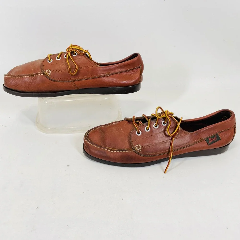 GH Bass Outdoor Mens Brown Leather Camp Moccasins Boat Shoes Size 10 M